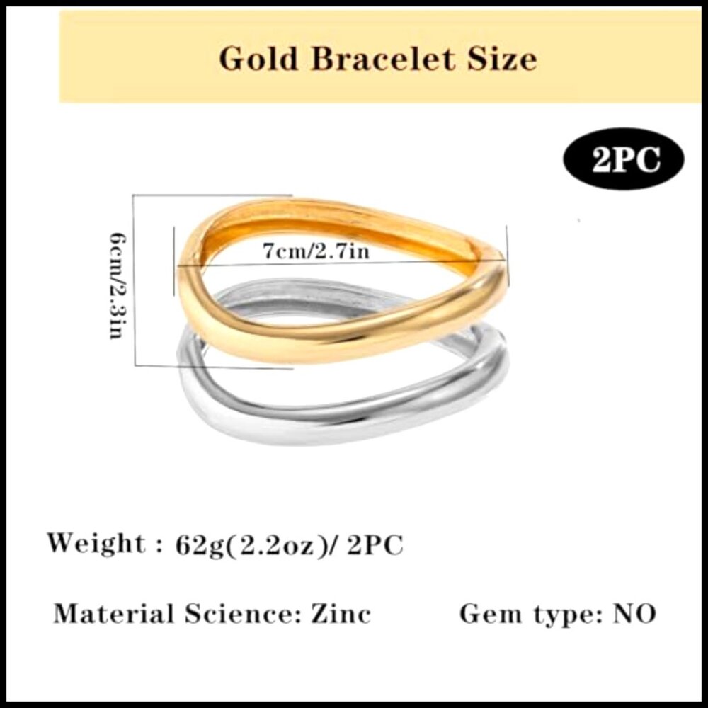 Chunky Gold Bangles Stackable Statement Cuff Brac… - image 4